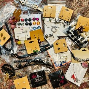 Assorted Jewelry Collection with Earrings and cokers over 40 pieces